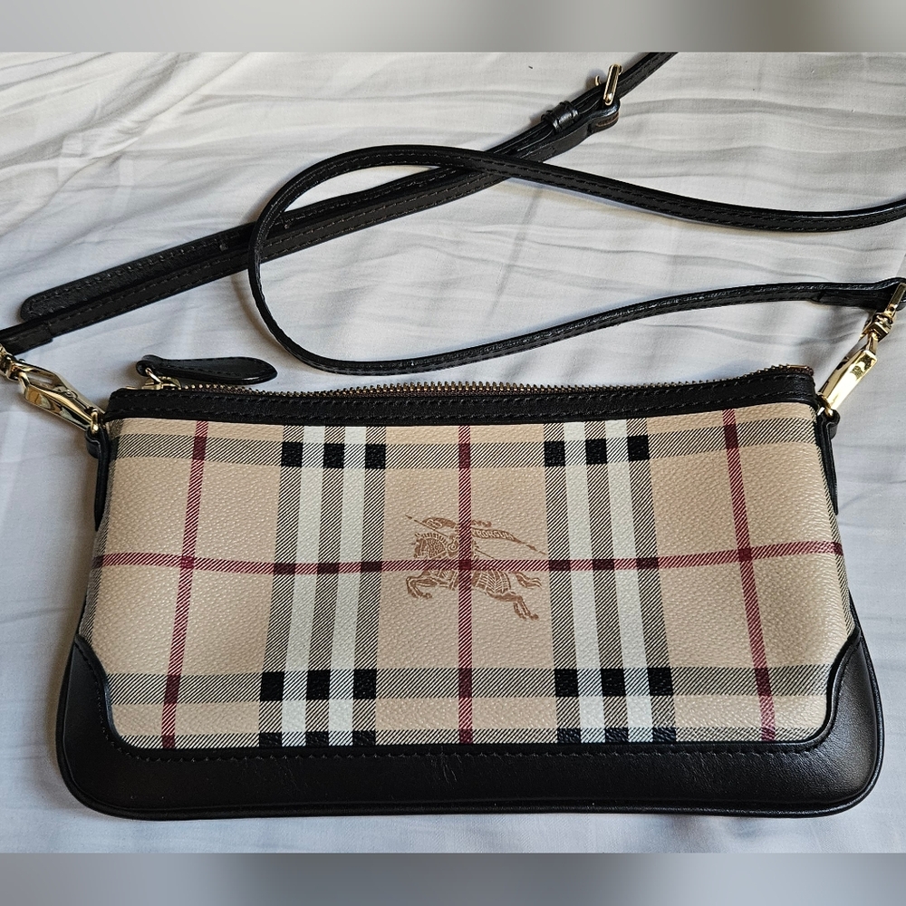 Burberry Black and Tan Haymarket Crossbody